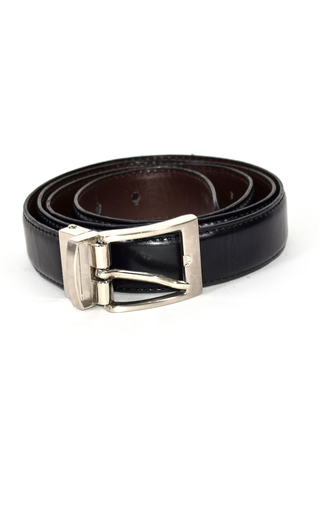 Ремень одношпеньковый кожа silver buckle black б/у Голландия