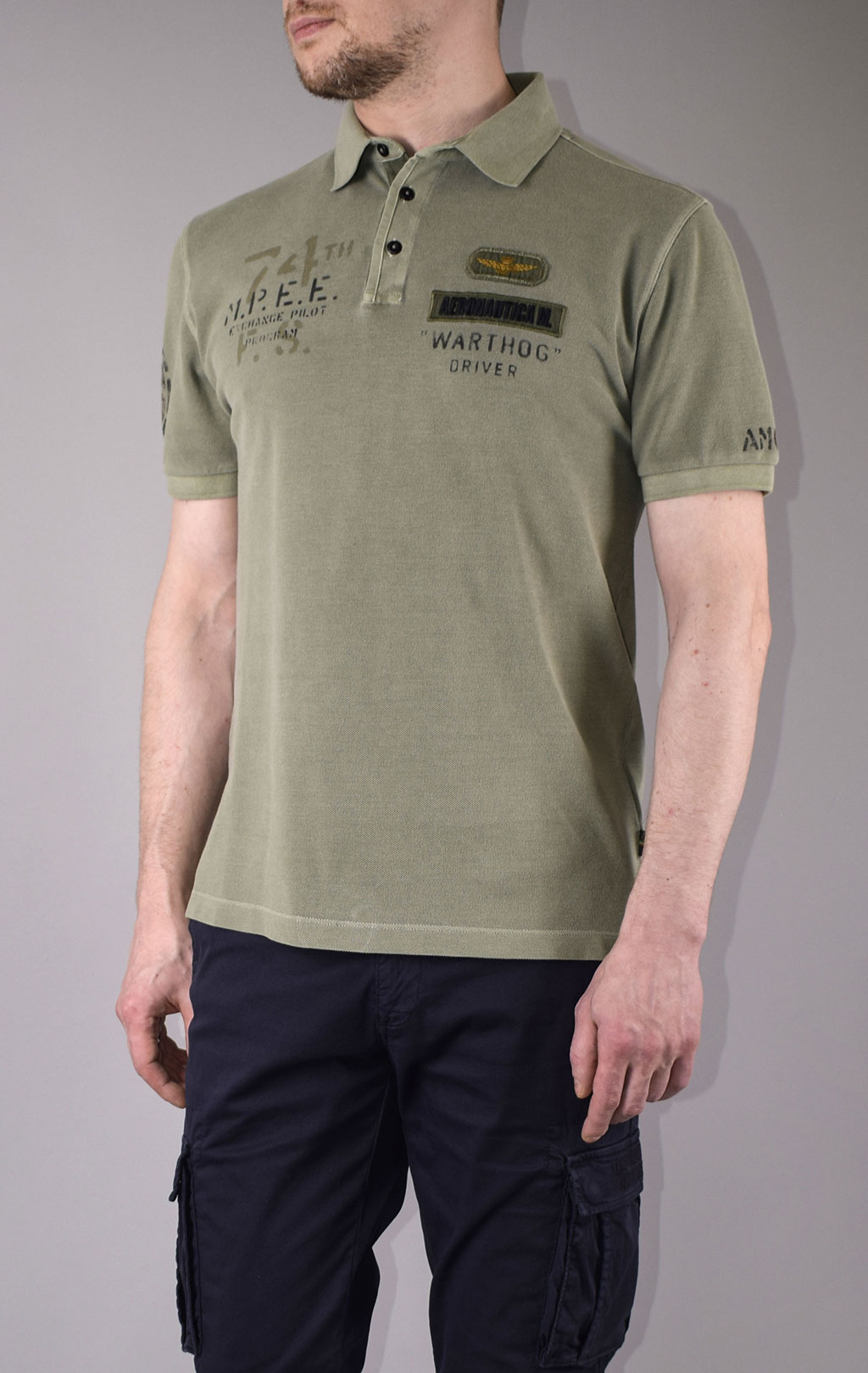 Футболка-поло AERONAUTICA MILITARE SS 20/TR verde militare (PO 1332) 