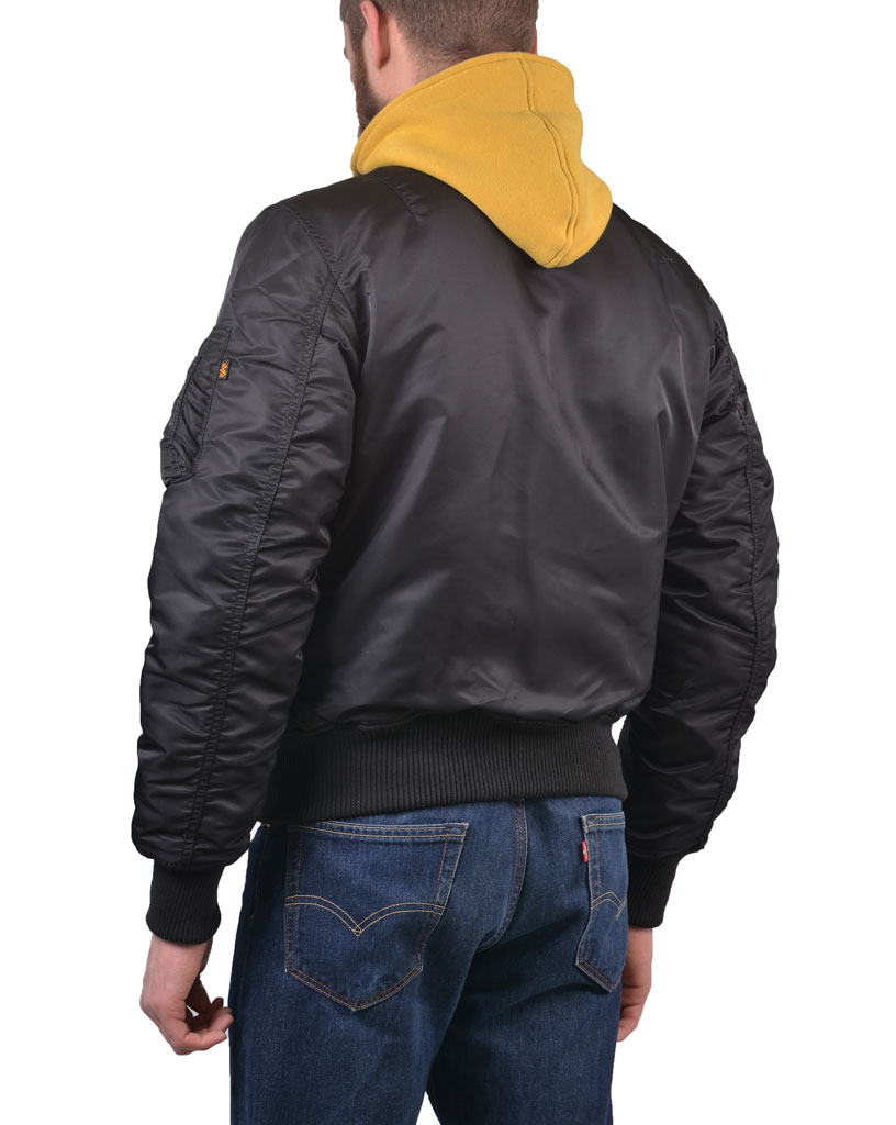 Куртка-бомбер лётная ALPHA INDUSTRIES D-Tec S MA-1 black/yellow 