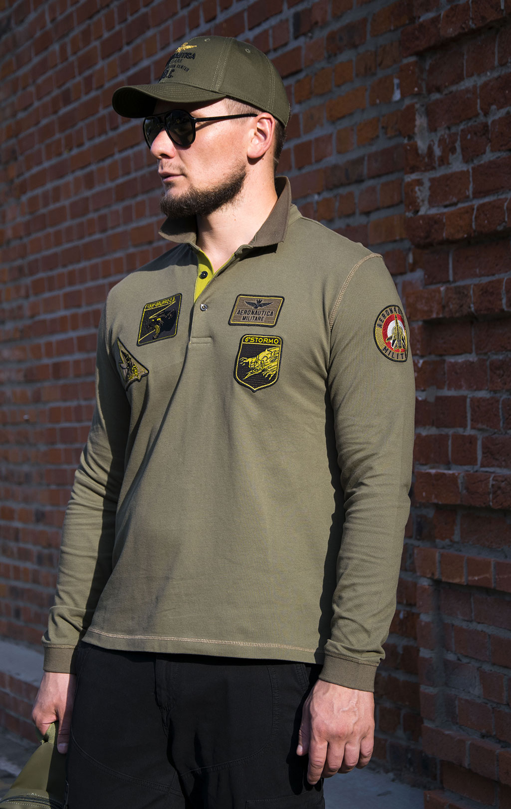 Поло-лонгслив AERONAUTICA MILITARE FW 21/22/TR verde militare (TS 1571) 