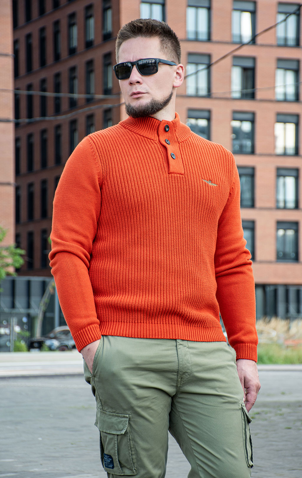 Свитер на пуговицах AERONAUTICA MILITARE FW 25/26/BL clay orange (MA 1572) 