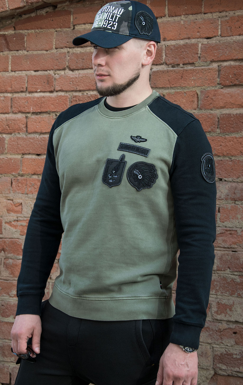 Свитшот AERONAUTICA MILITARE длинный рукав/FW 20/21/IN verde chiaro/black (TS 1774) 