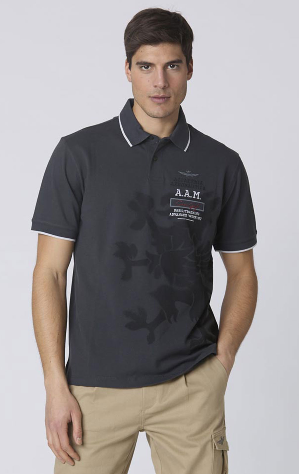 Футболка-поло AERONAUTICA MILITARE GRIFO PRINT SS 24 m/TR anthracite grey (PO 1753) 