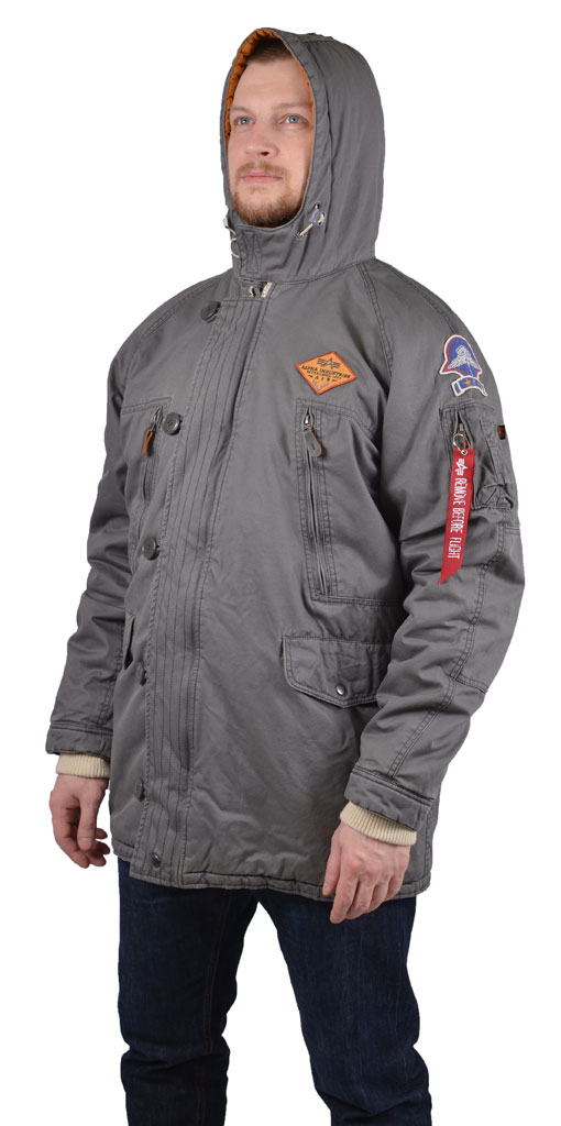 Аляска ALPHA INDUSTRIES AIR BORNE HOOD PARKA grey black 