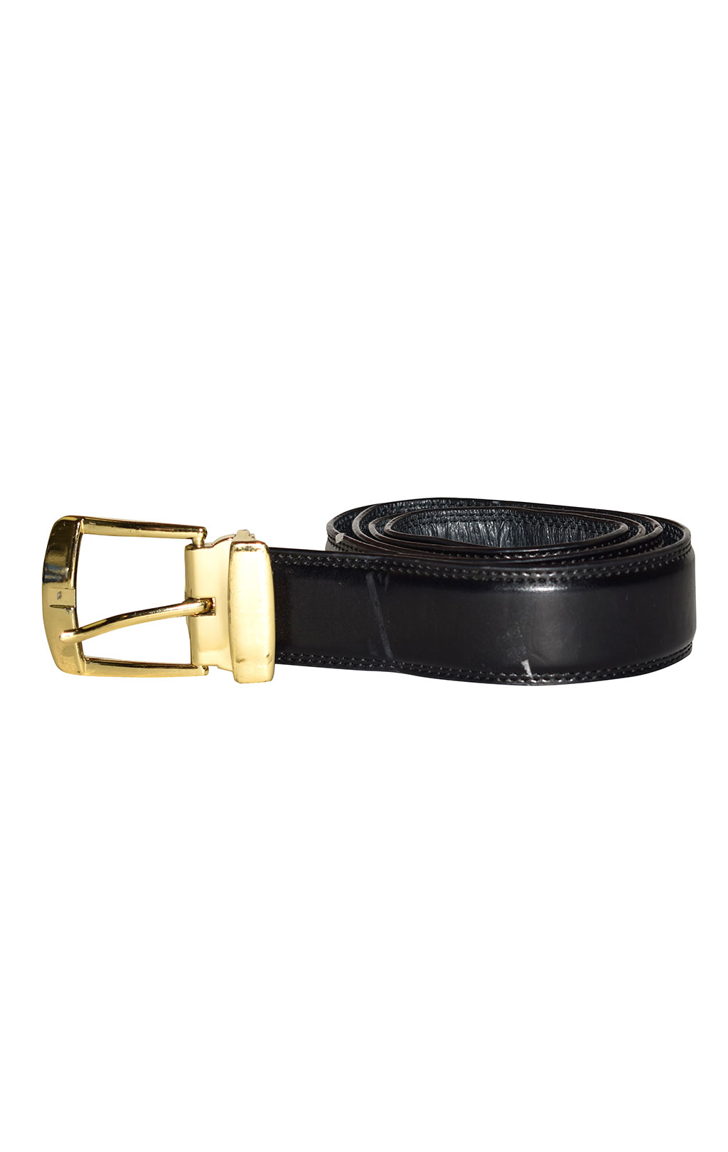 Ремень одношпеньковый кожа gold buckle black б/у Голландия