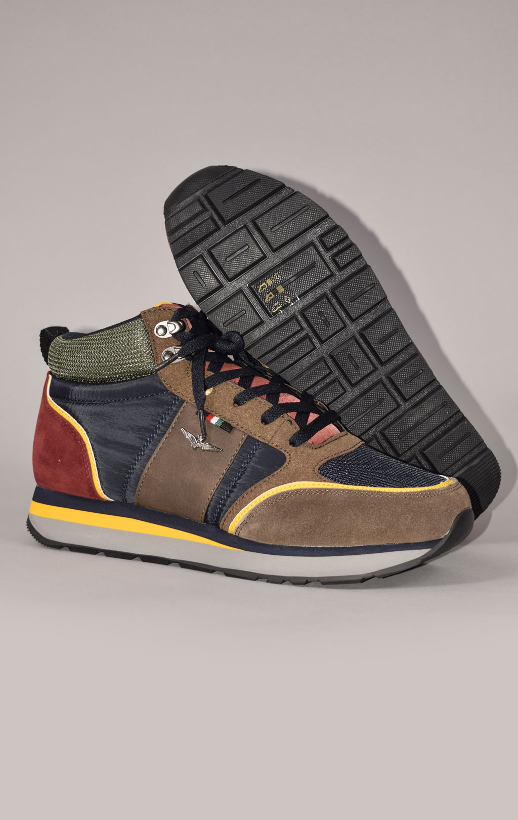 Кроссовки высокие AERONAUTICA MILITARE FW 22/23 m/CN blue/bordeaux/giallo/beige (SC 230) 