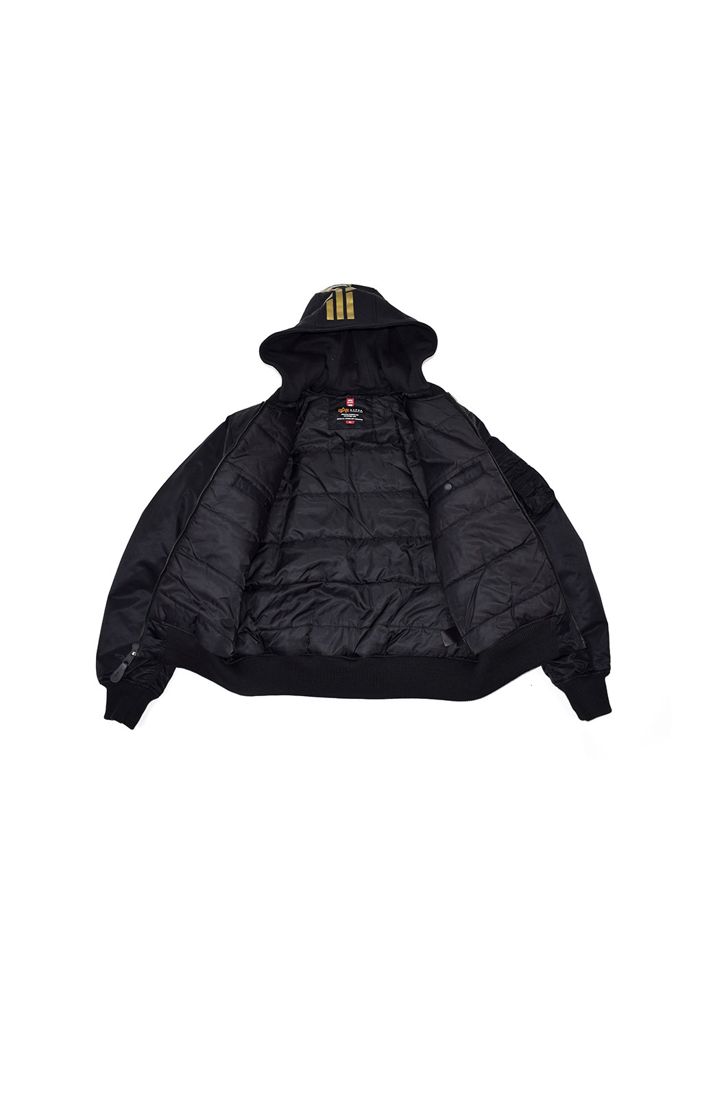 Бомбер ALPHA INDUSTRIES ZH BACK PRINT MA-1 black/yellow gold 