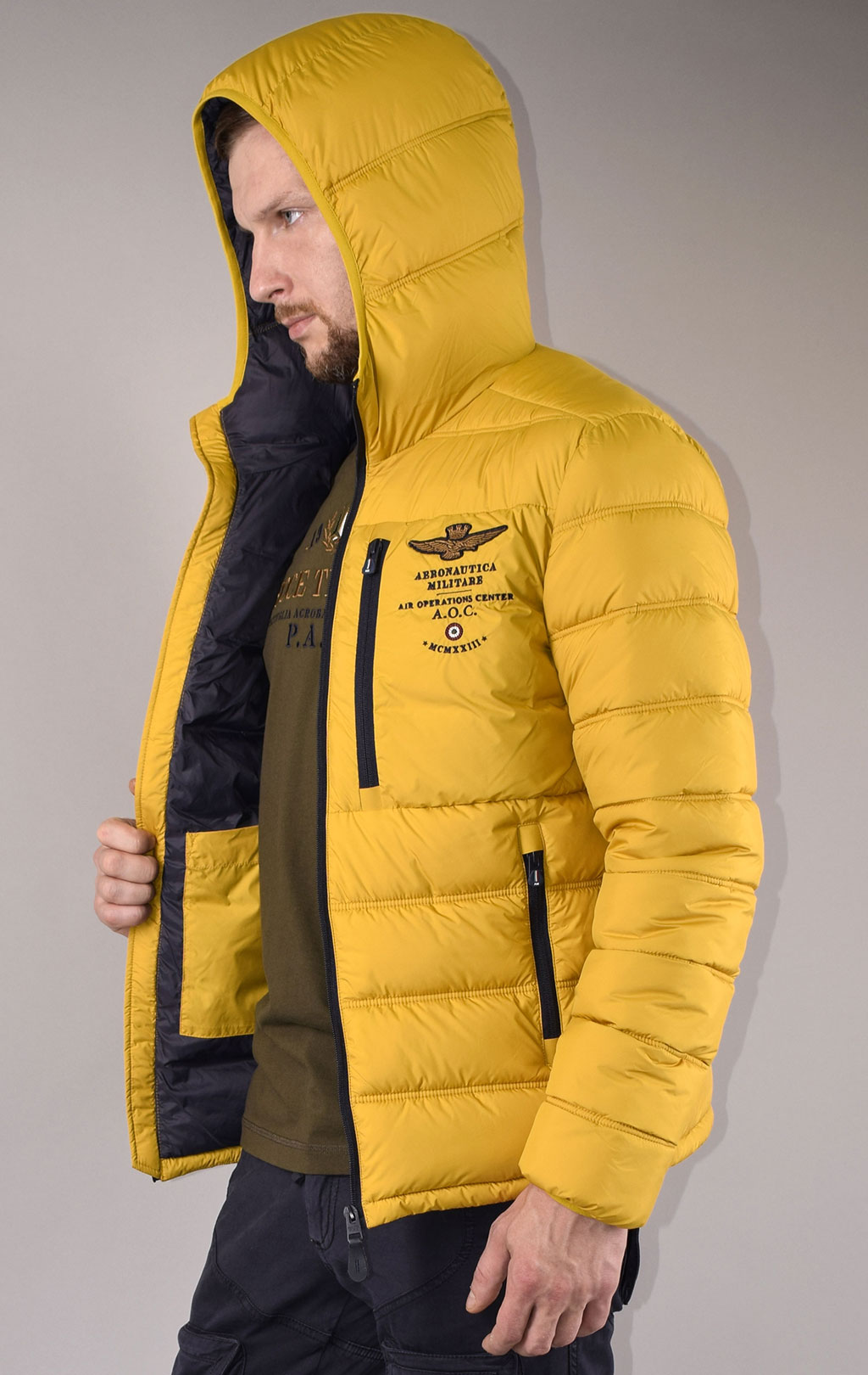 Куртка-пуховик AERONAUTICA MILITARE FW 19/20 giallo (AB 1686) 