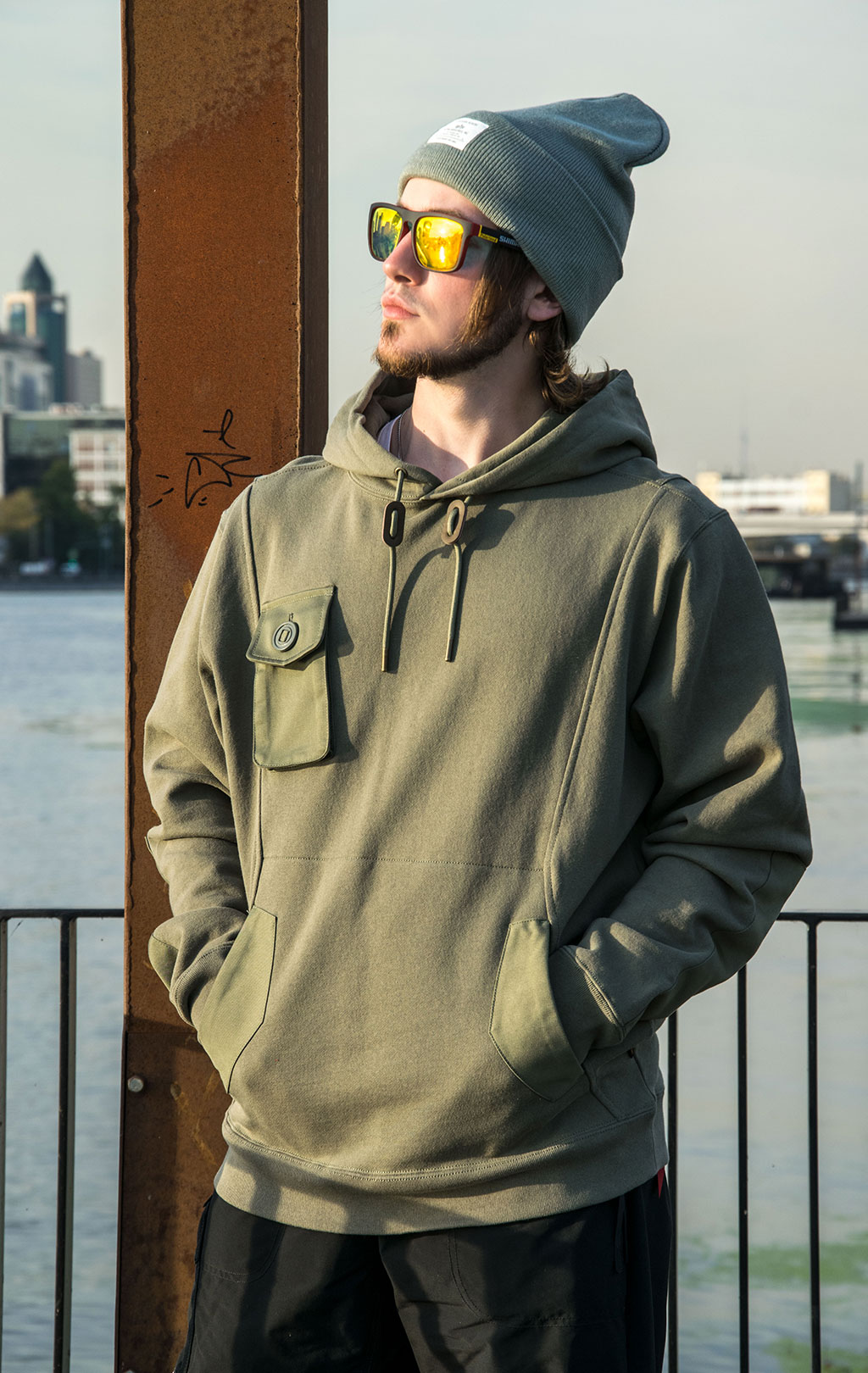 Толстовка ALPHA INDUSTRIES MIXED MEDIA HOODIE FW 23/24 OG-107 green 