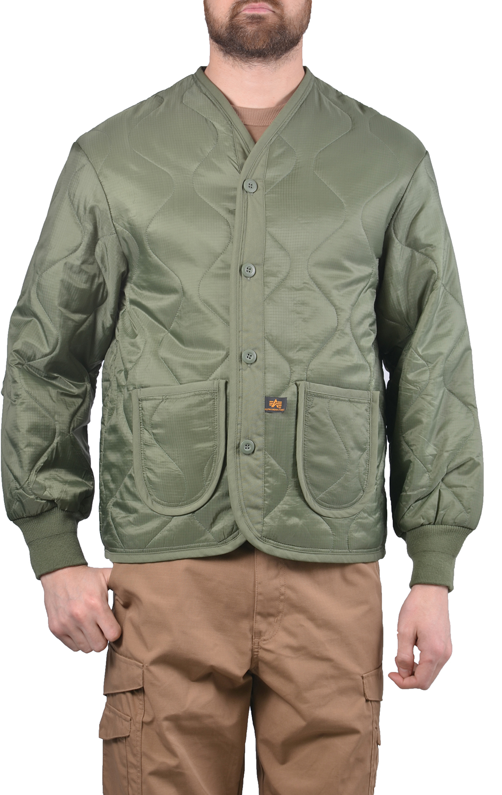 Куртка-подстёжка ALPHA INDUSTRIES CLASSIC big size M-65 с карманами и манжетами olive 