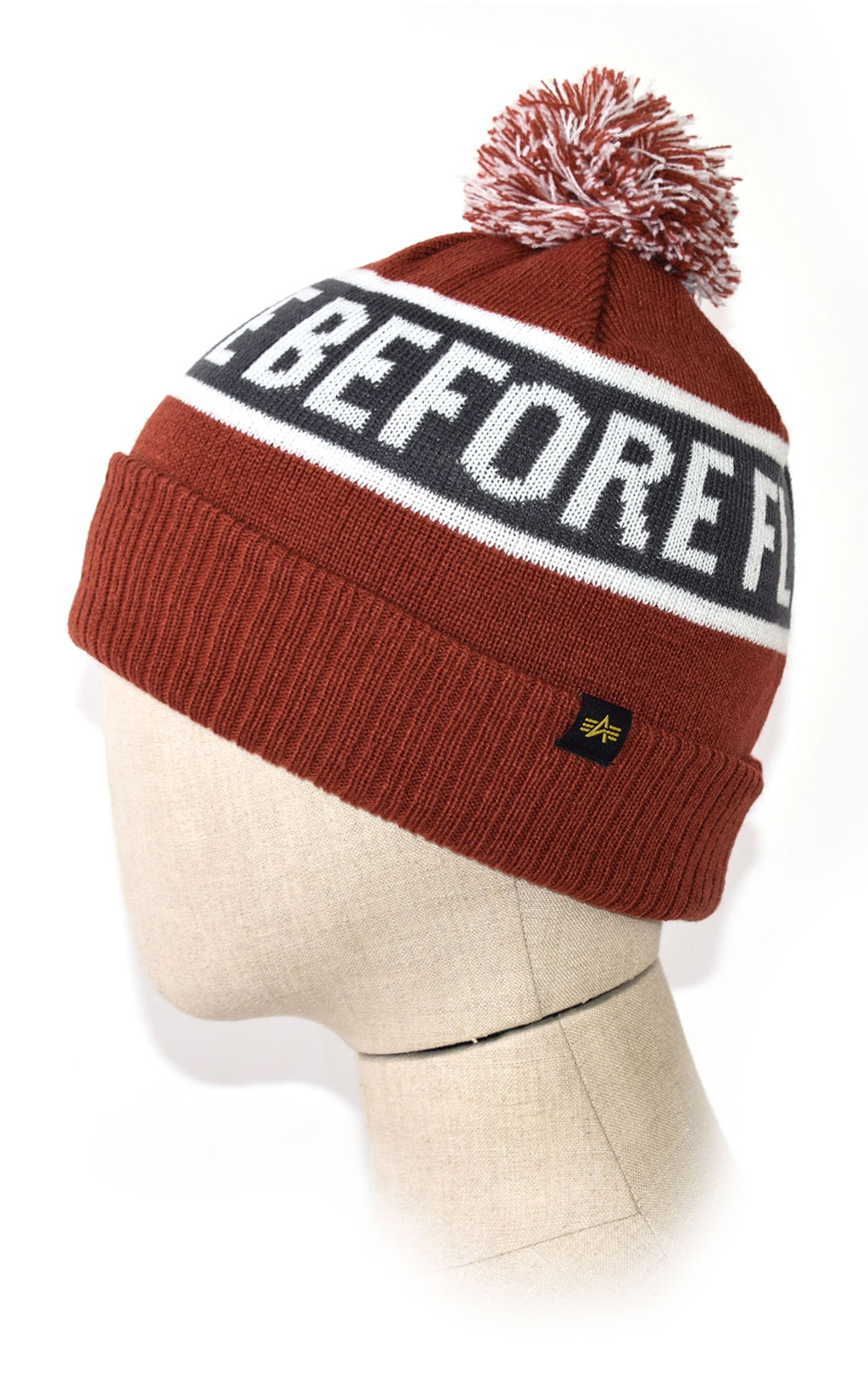 Шапка ALPHA INDUSTRIES RBF BOBBLE BEANIE red 