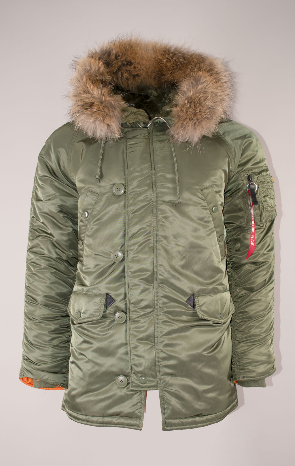 Аляска ALPHA INDUSTRIES SLIM FIT GEN-I N-3B натур. мех sage/orange 