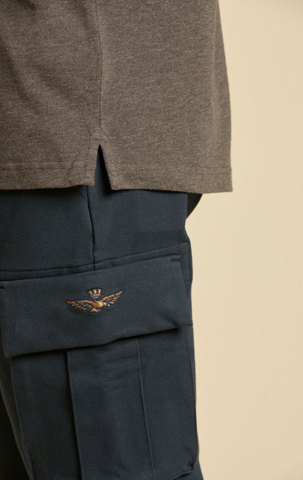 Поло-лонгслив AERONAUTICA MILITARE FW 26/27/TR brown melange (PO 1653) 