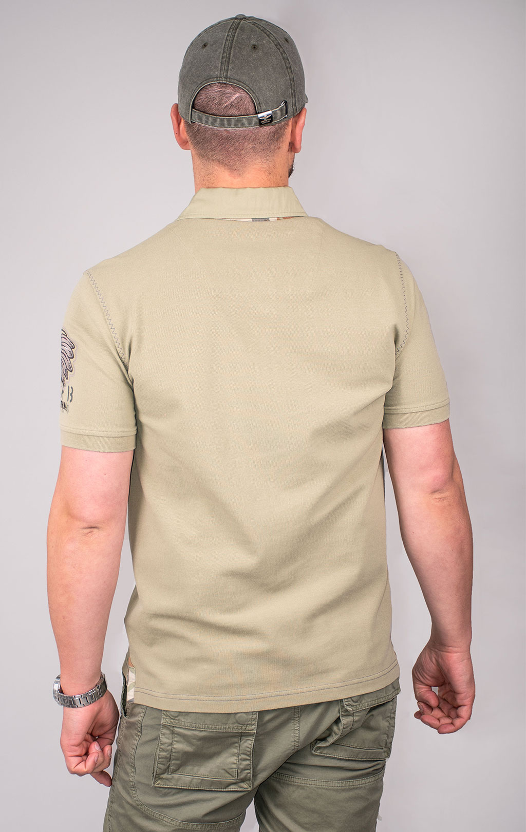 Футболка-поло AERONAUTICA MILITARE INDIAN PRINT SS 24 m/TR sage green (PO 1781) 