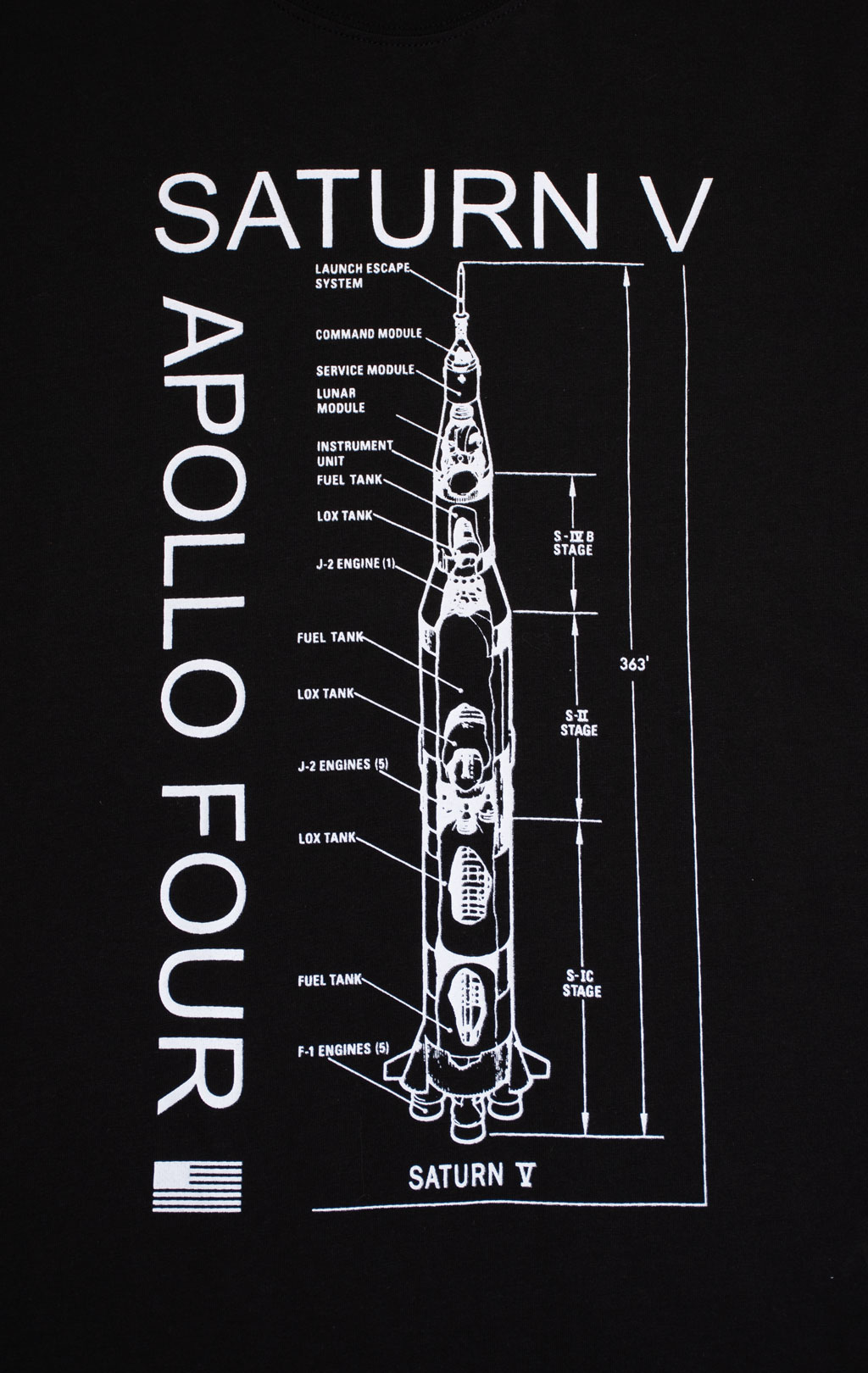 Футболка ALPHA INDUSTRIES NASA APOLLO FOUR TEE плотная black 