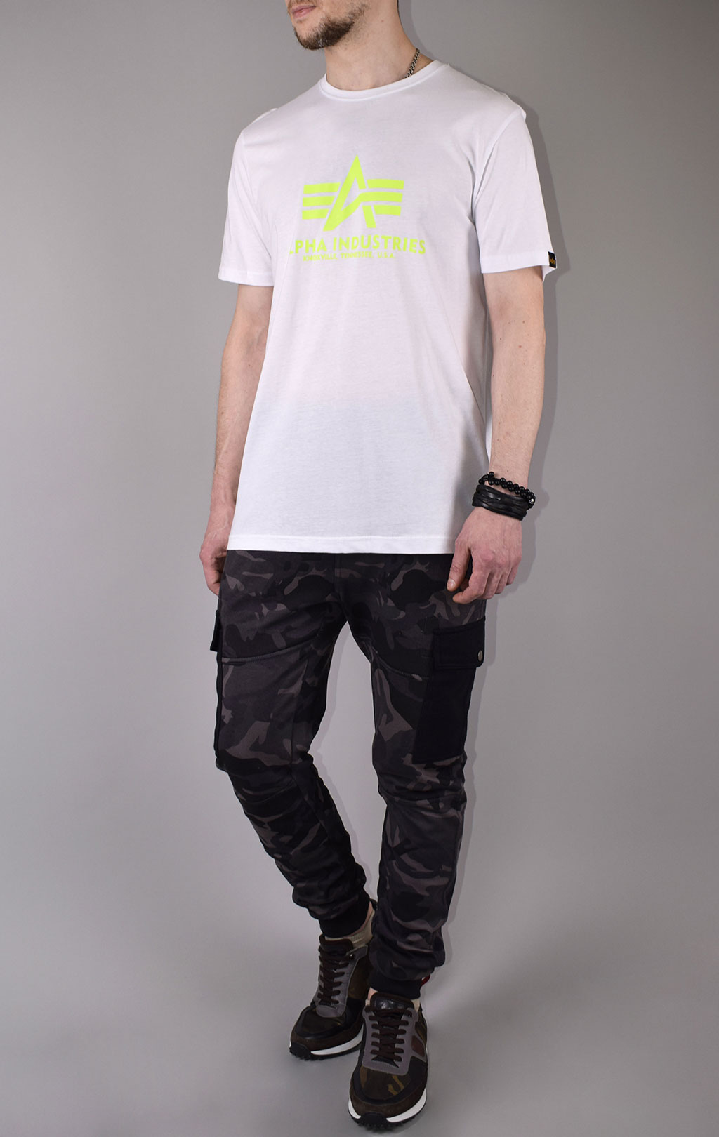 Футболка ALPHA INDUSTRIES BASIC T big size white/neon yellow 