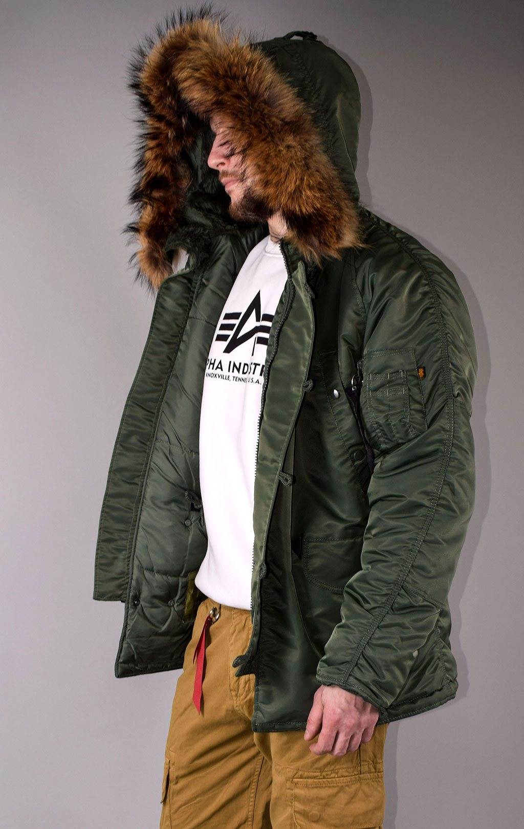 Аляска ALPHA INDUSTRIES CLASSIC N-3B натур. мех sage green 