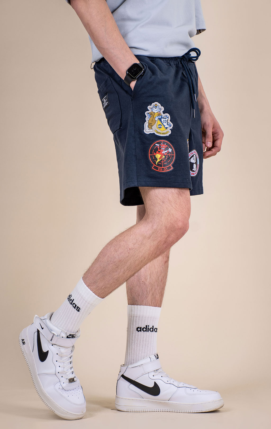 Шорты спортивные ALPHA INDUSTRIES PATCHED JERSEY SHORT SS 26 rep. blue 