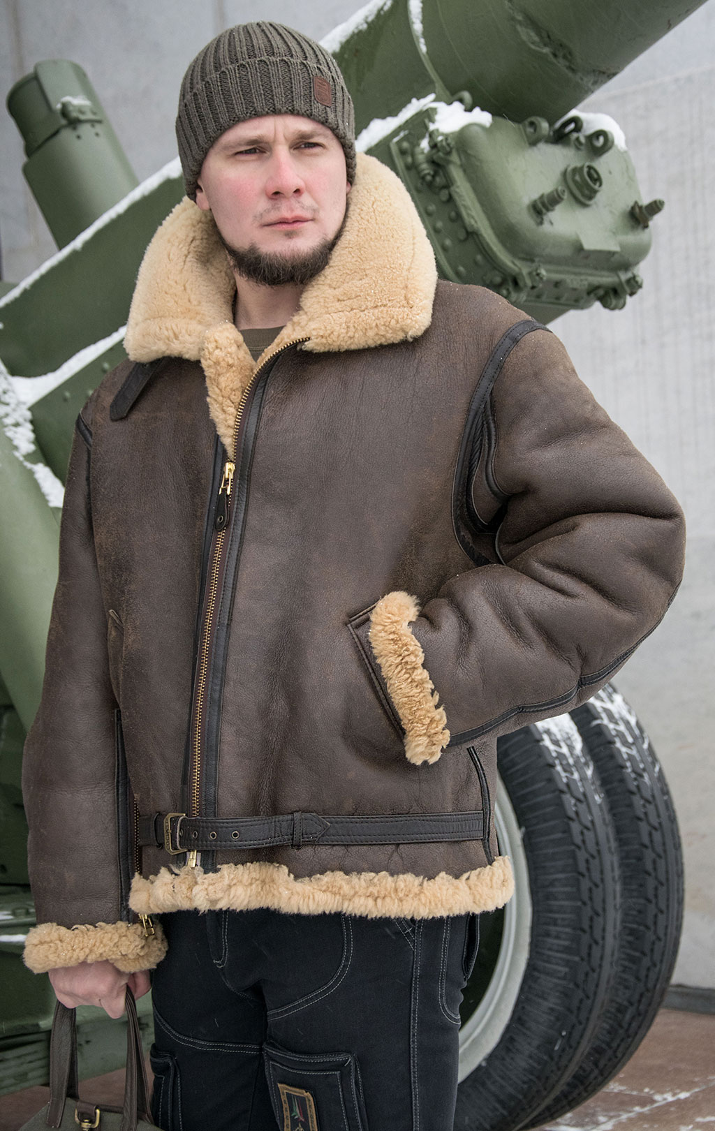 Куртка-пилот COCKPIT RAF big size овчина brown (Z2109) 