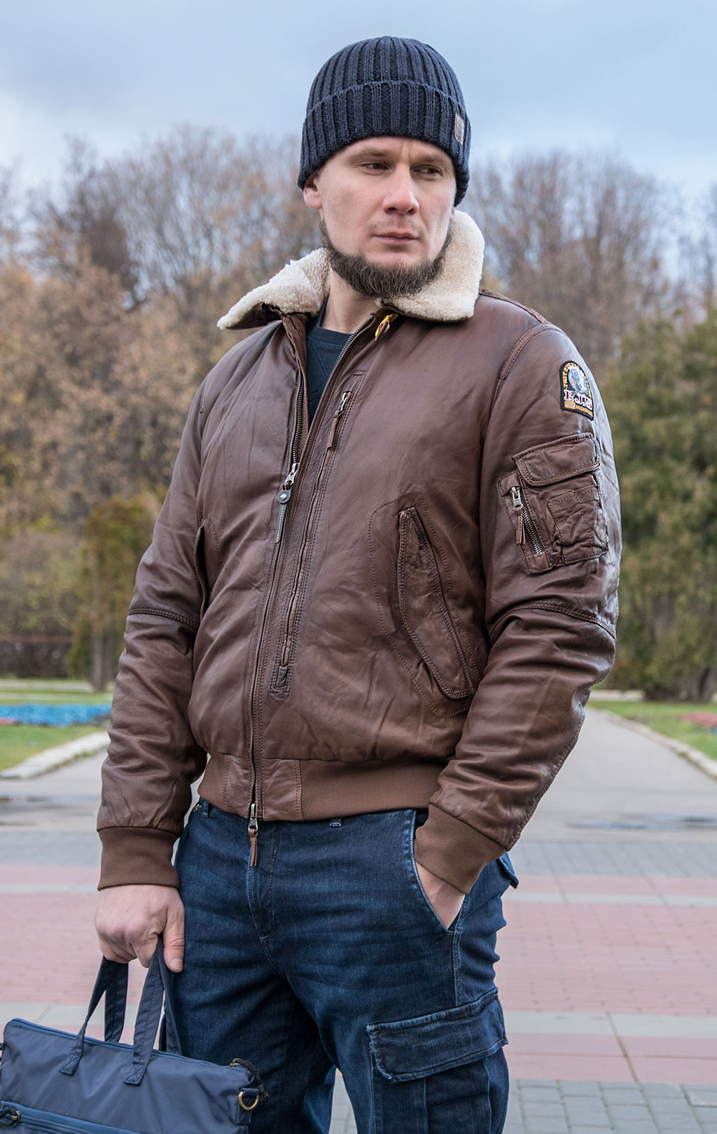 Куртка-пилот PARAJUMPERS JOSH LEATHER кожа FW 21/22 brown 