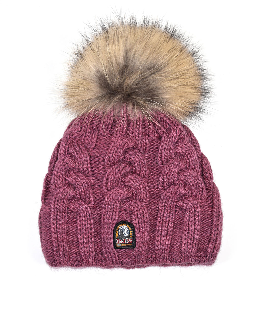 Женская шапка вязаная с помпоном PARAJUMPERS CABLE HAT FW 19/20 maroon 