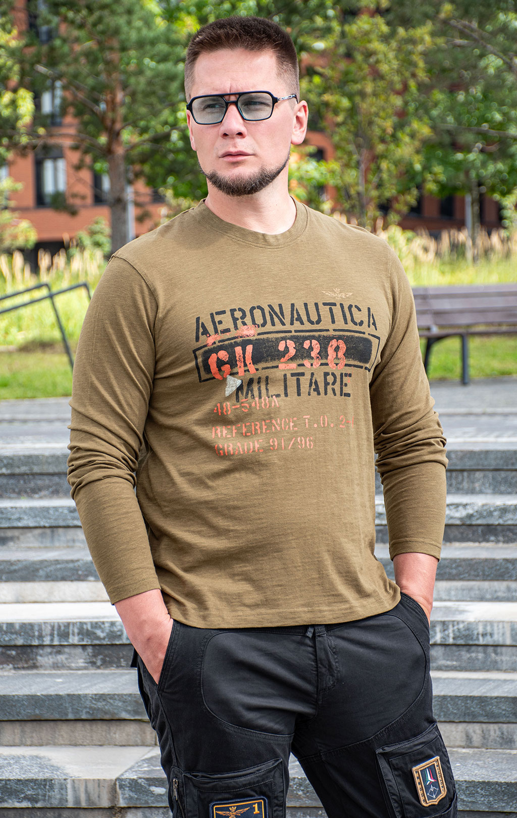 Лонгслив AERONAUTICA MILITARE FW 25/26/BD dark olive (TS 2486) 