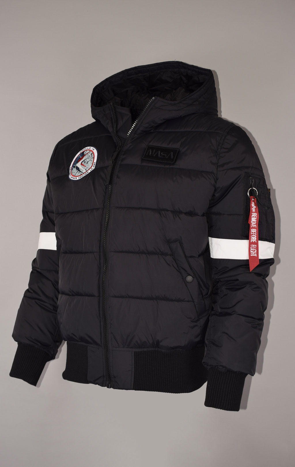 Куртка ALPHA INDUSTRIES HOODED PUFFER FD NASA black 