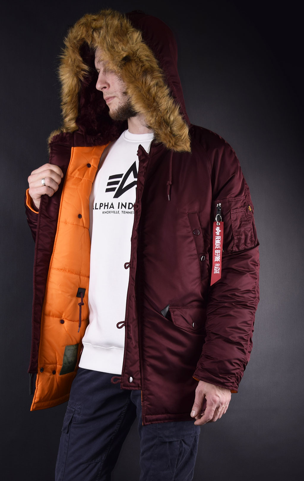 Аляска ALPHA INDUSTRIES SLIM FIT GEN-I N-3B maroon/orange 