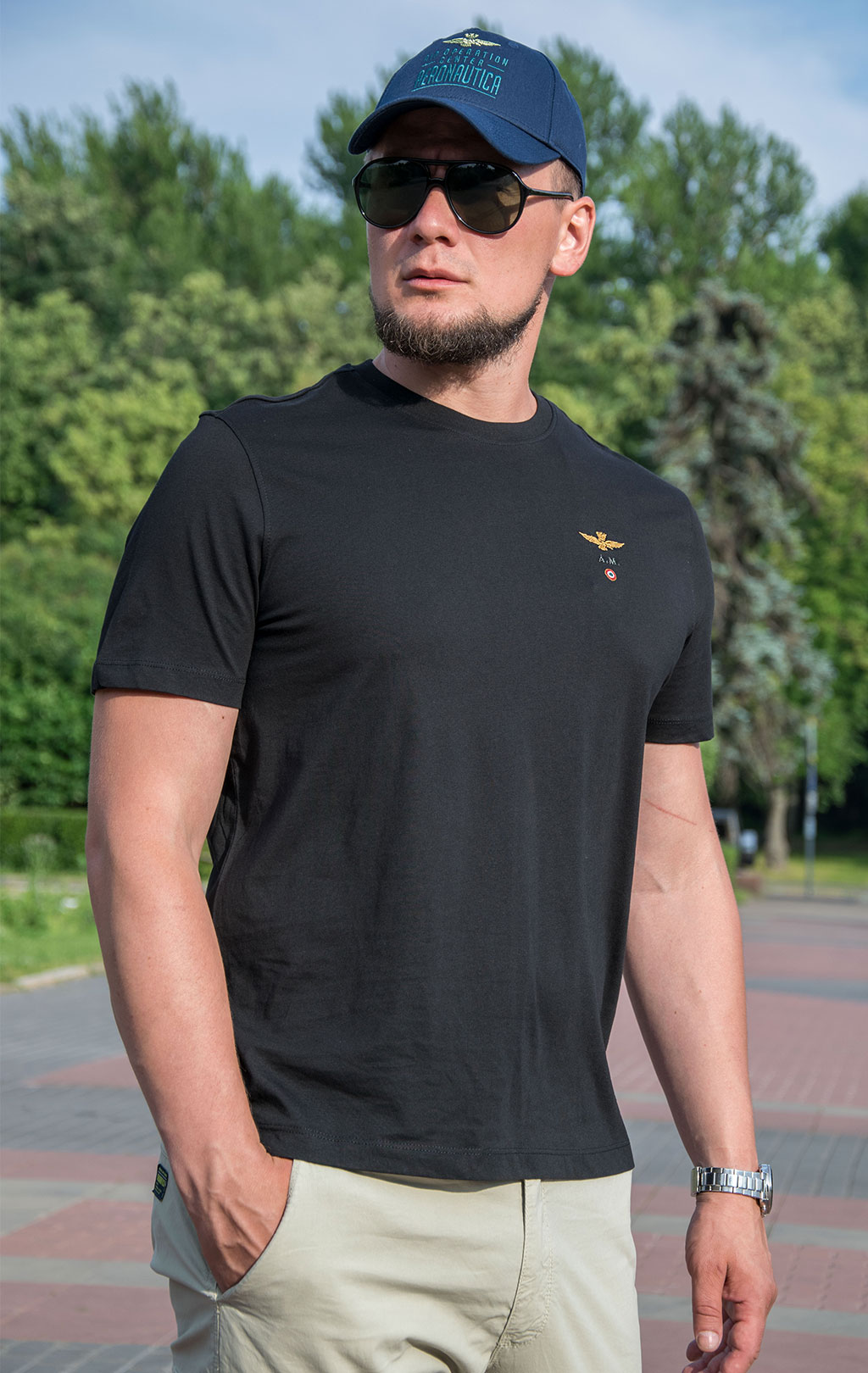 Футболка AERONAUTICA MILITARE SS 22/BD jet black (TS 1580) 