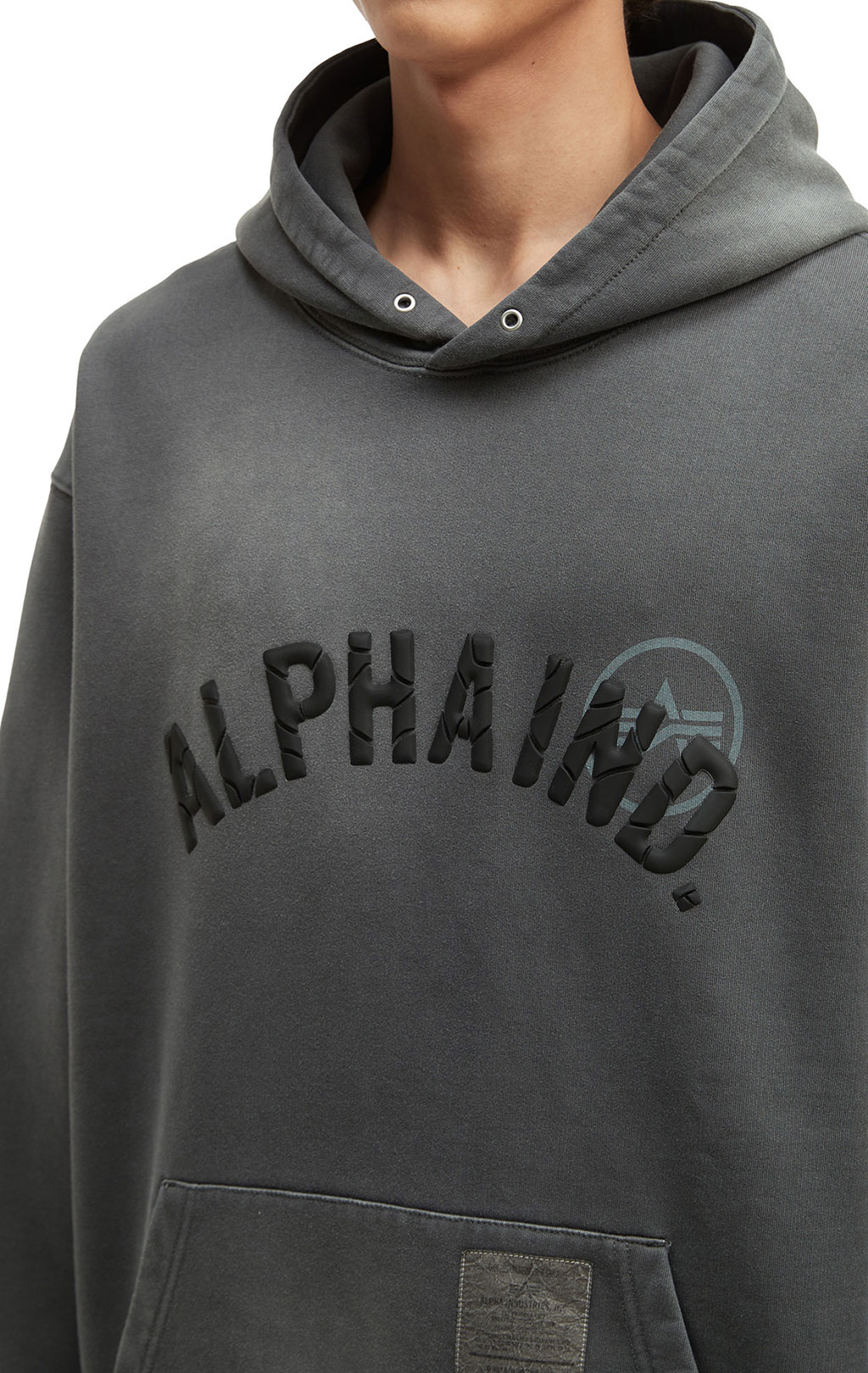 Толстовка ALPHA INDUSTRIES UNFRM WASHED ALPHA IND HOODIE FW 25/26 gray M001132 