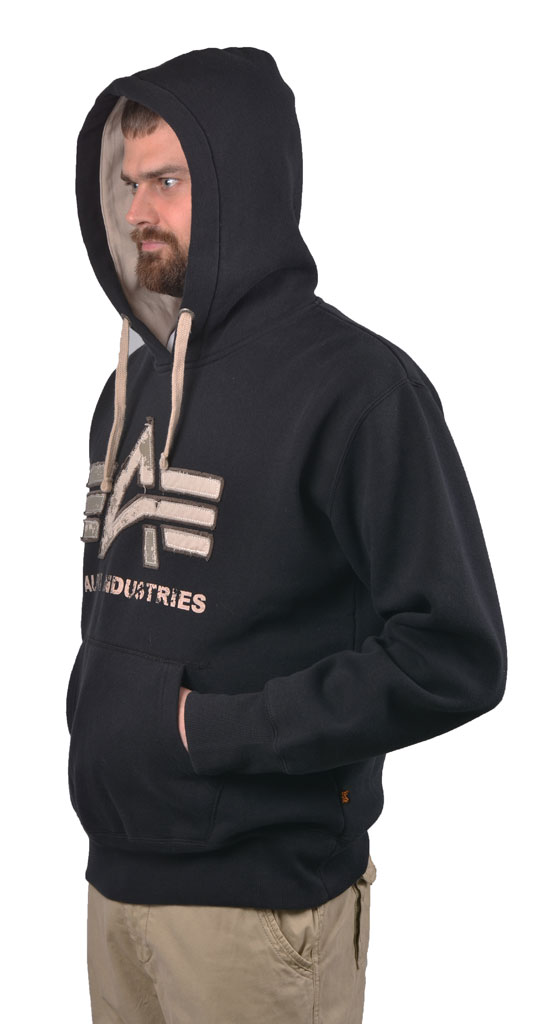 Толстовка ALPHA INDUSTRIES BIG A VINTAGE HOODY black washed 