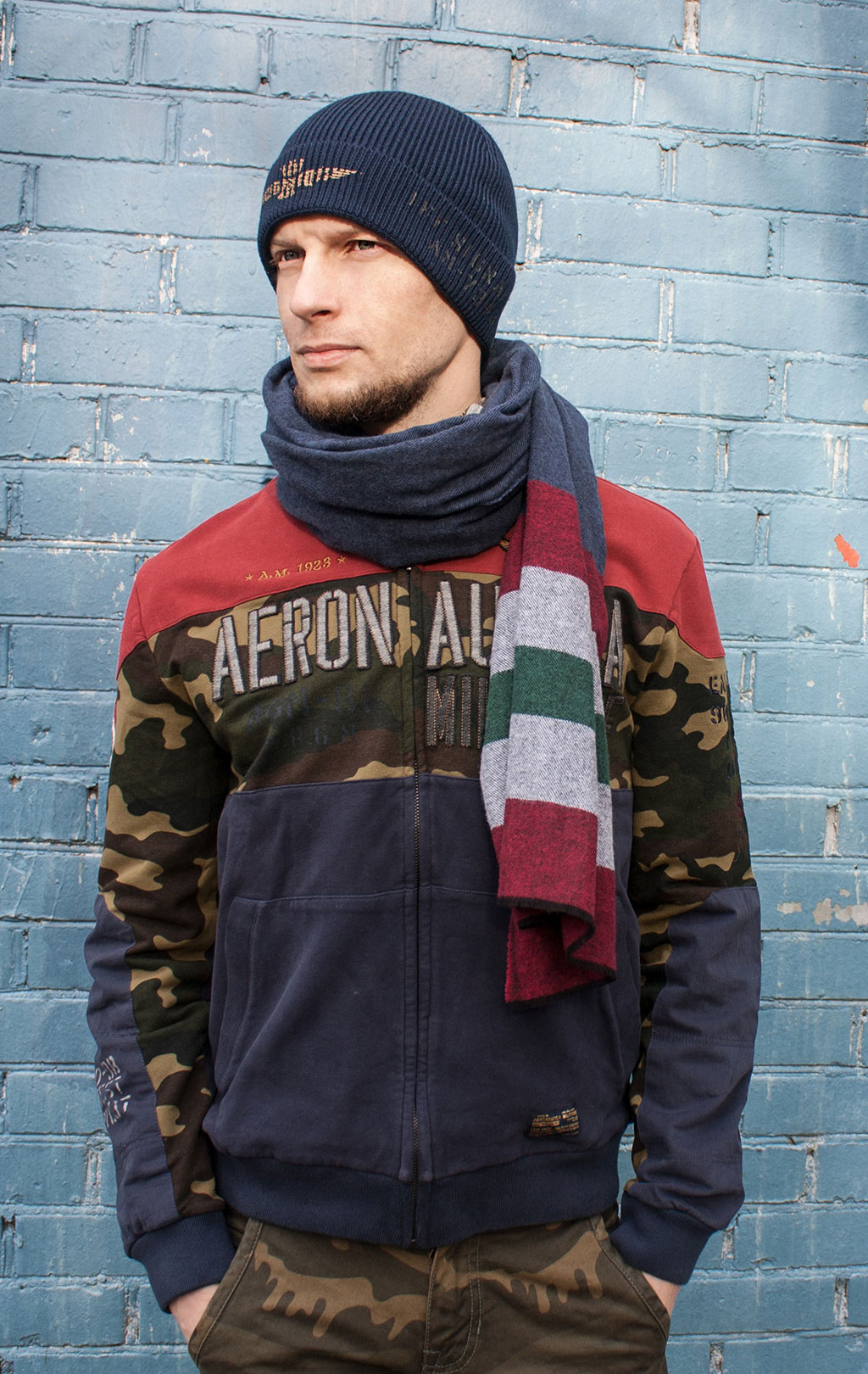 Толстовка AERONAUTICA MILITARE camo/navy/rosso (FE 1323) 