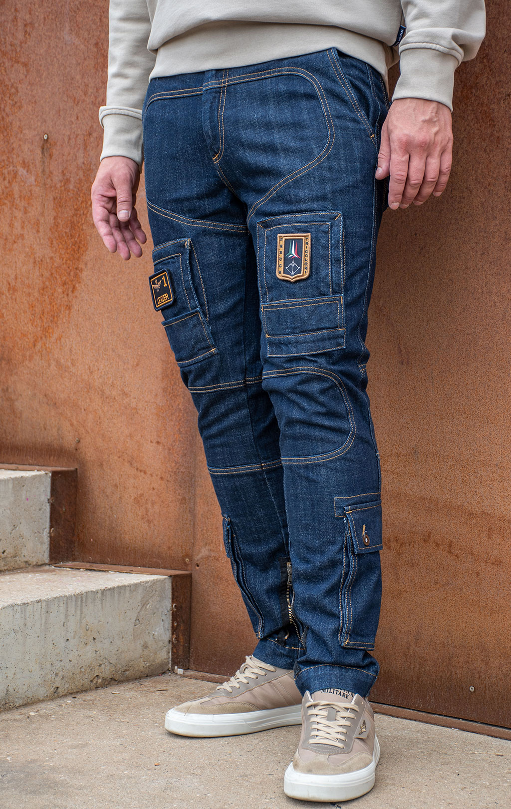 Джинсы-карго AERONAUTICA MILITARE ANTI-G плотные FW 24/25/AL dark denim wash (PA 939) 