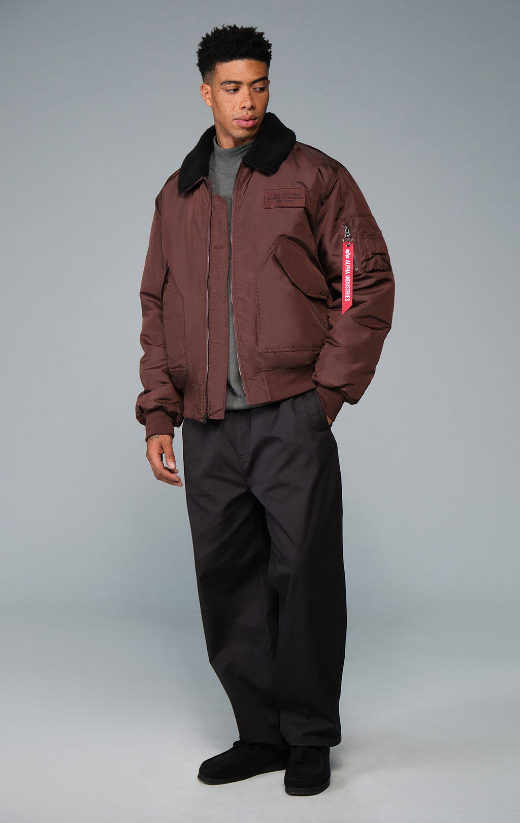 Куртка лётная ALPHA INDUSTRIES CWU 45/P RELAXED FIT FLIGHT JACKET (OXFORD SC) FW 26/27 cocoa 
