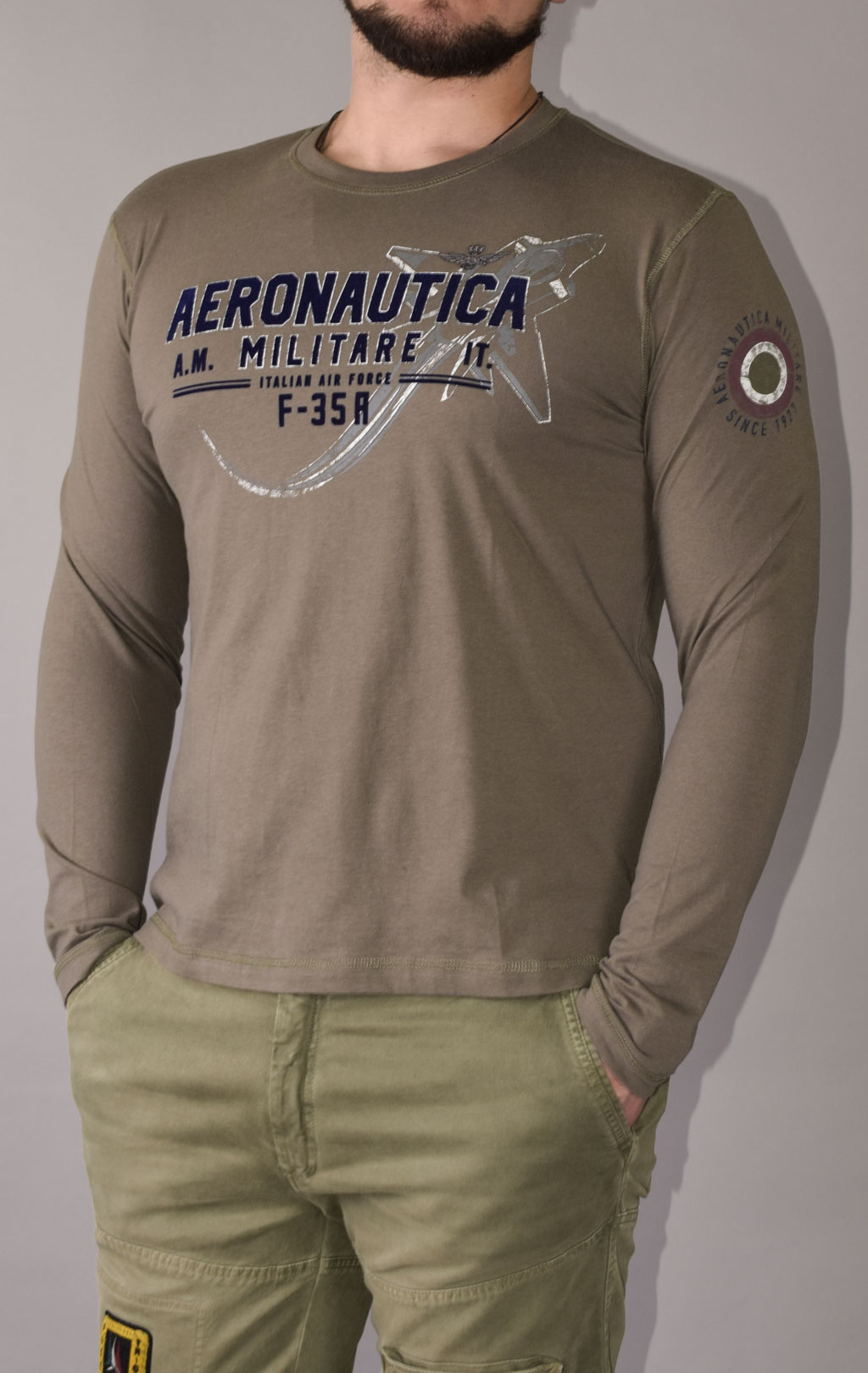 Лонгслив AERONAUTICA MILITARE FW 22/23/BD verde militare (TS 2009) 