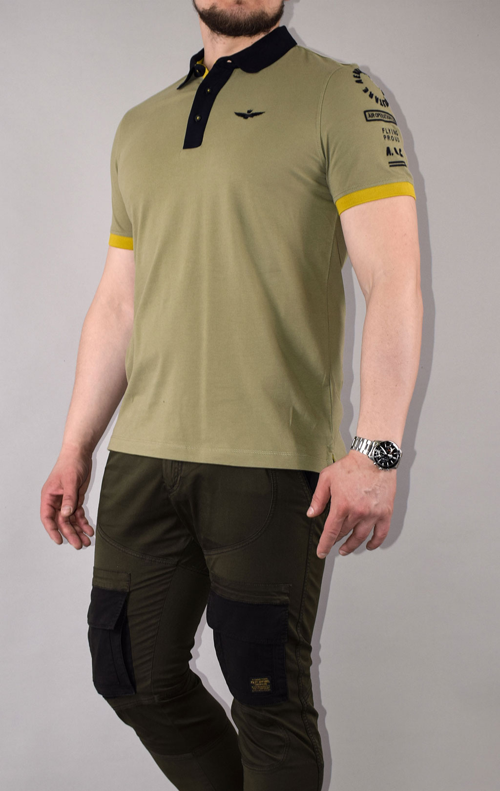 Футболка-поло AERONAUTICA MILITARE SS 21/TR green (PO 1517)