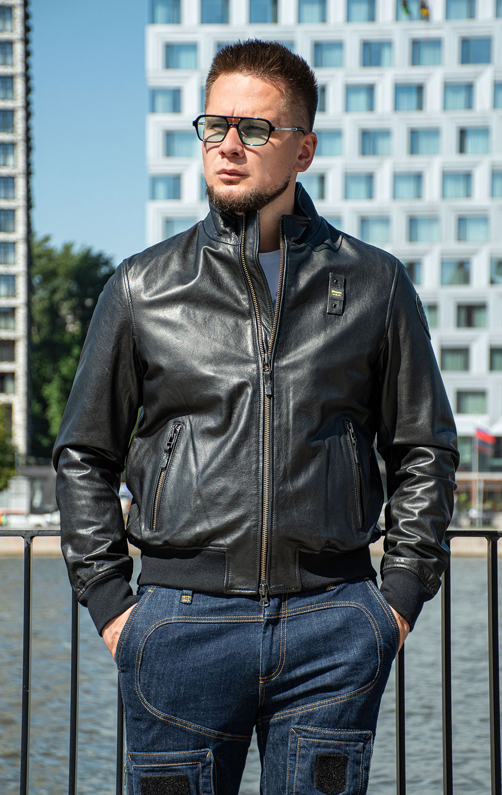 Куртка BLAUER кожа SS 24 m black (LO2417) 