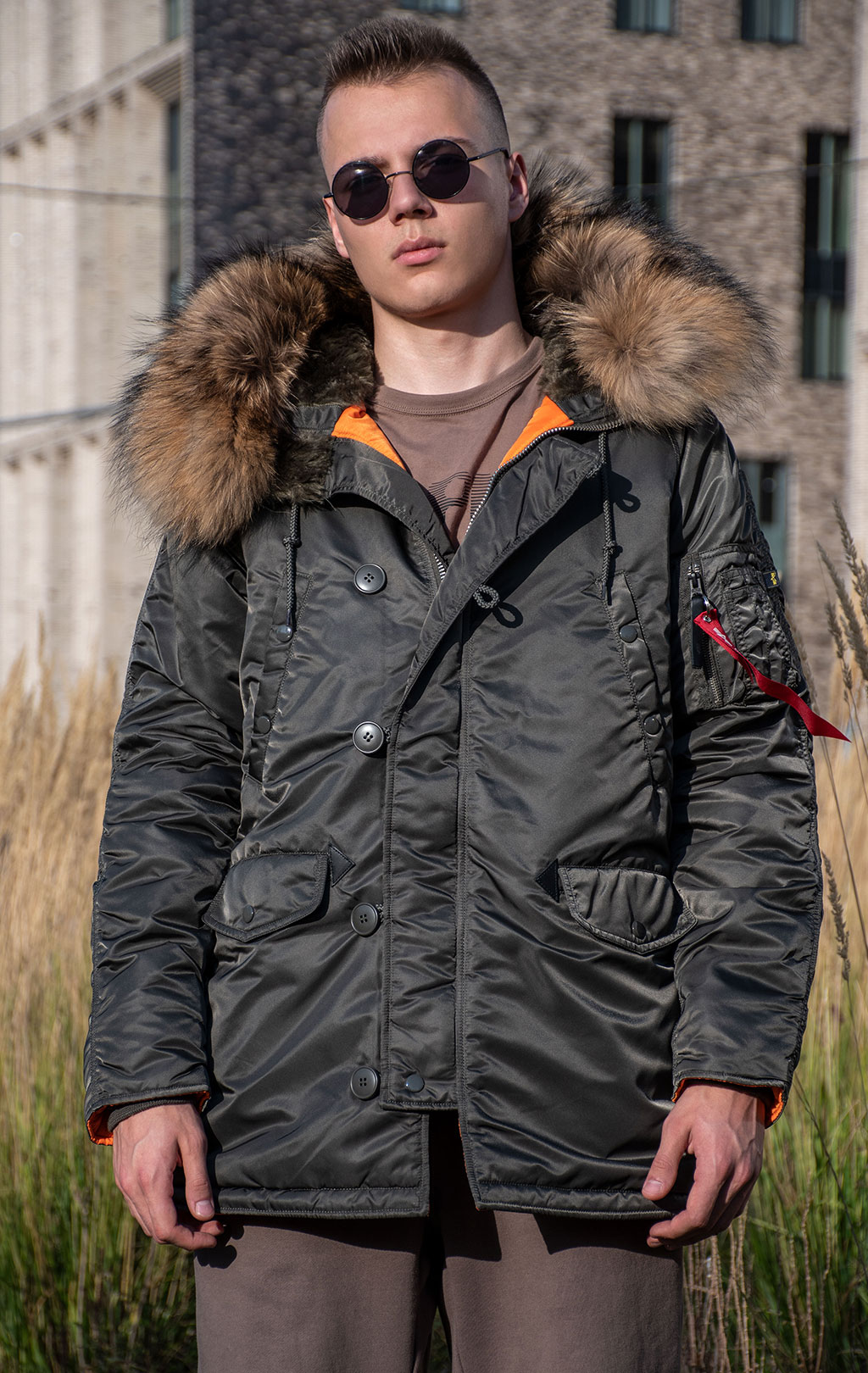Аляска ALPHA INDUSTRIES SLIM FIT GEN-I N-3B натур. мех rep. grey/orange 