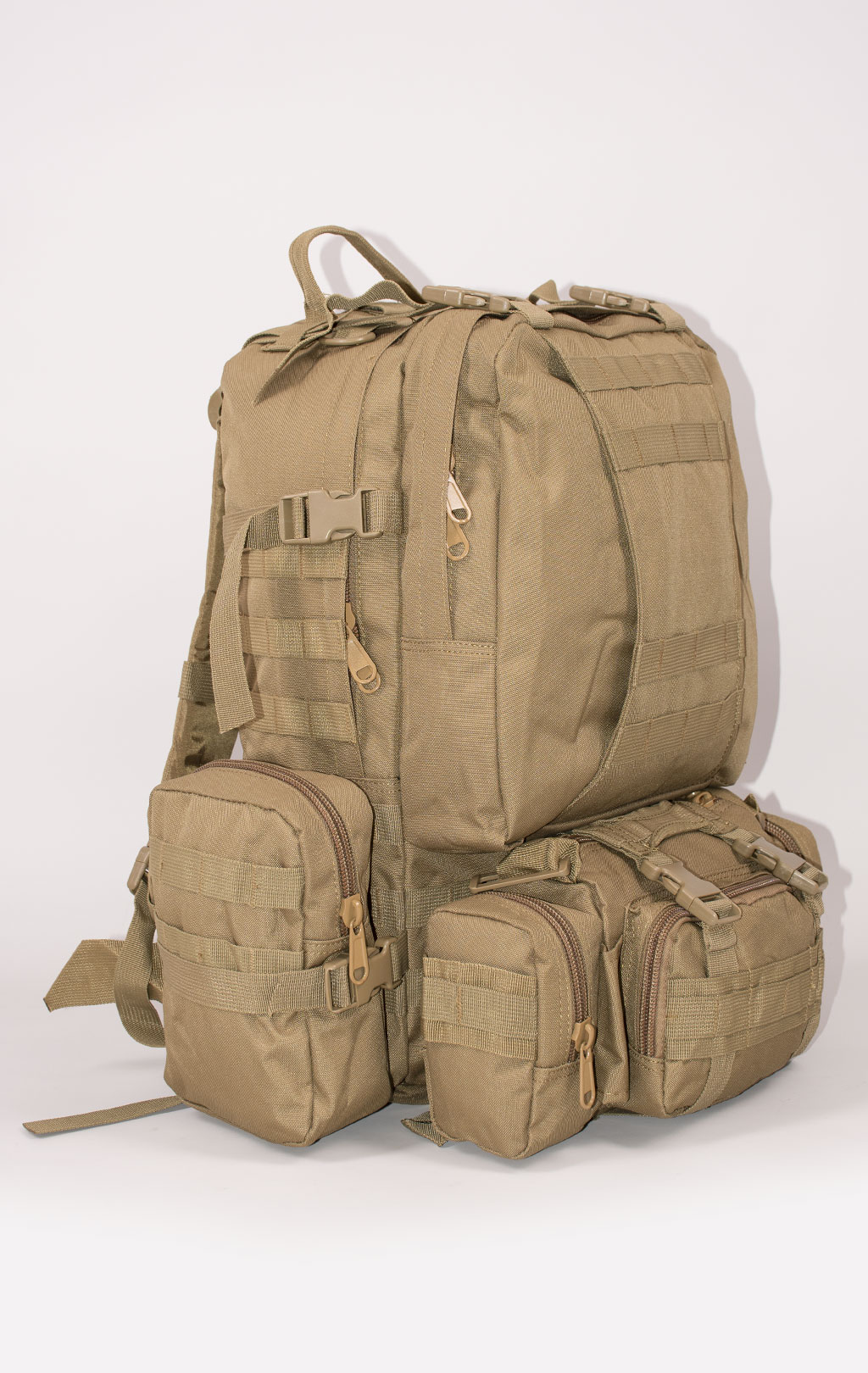 Рюкзак тактический ASSAULT 60L с поясной сумкой + 2 подсумка coyote BS-016 Китай