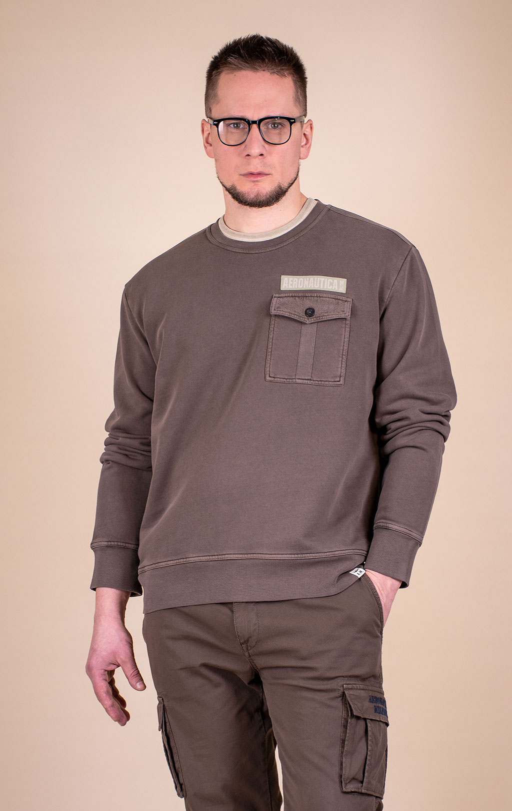 Свитшот AERONAUTICA MILITARE SS 26/IN chestnut brown (FE 2092) 