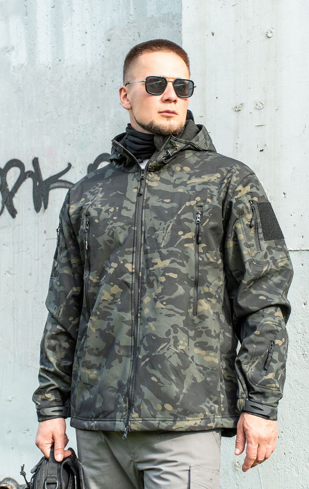 Куртка с капюшоном SABADO TAD SOFT SHELL multicam black f-1904 