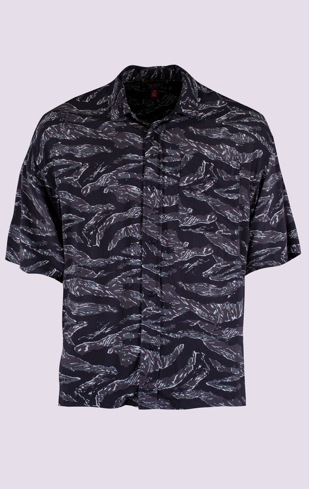 Рубашка ALPHA INDUSTRIES CAMO RELAXED CAMP SHIRT SS 26 gray tiger camo 