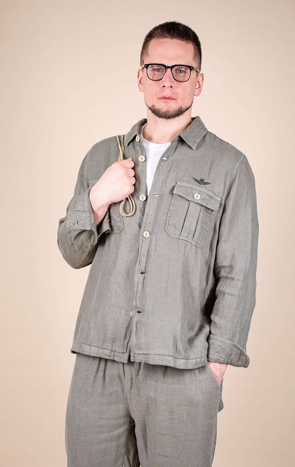 Рубашка AERONAUTICA MILITARE big size SS 26/IN lichen green (AC 0040) 