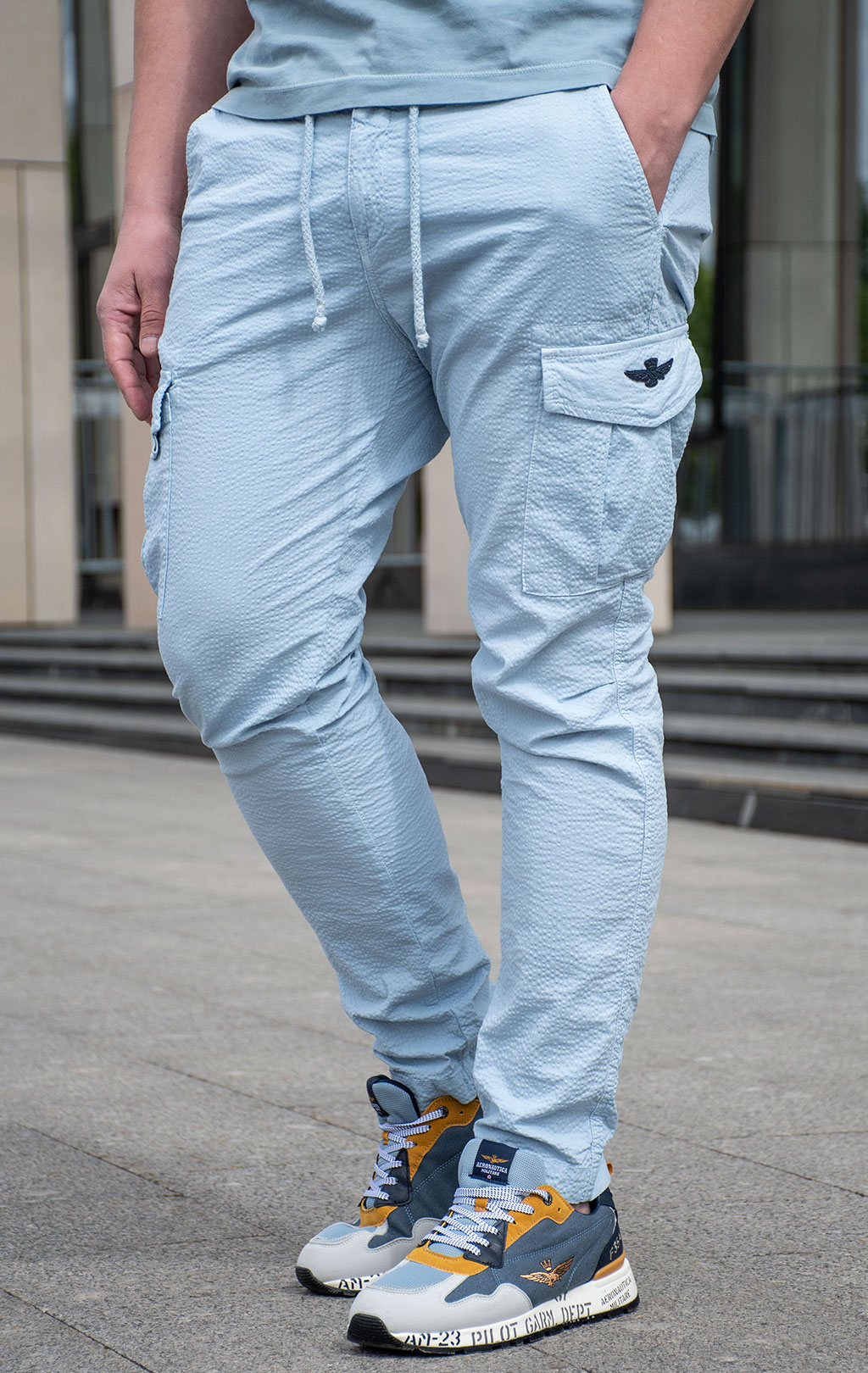 Брюки-карго AERONAUTICA MILITARE big size SS 24/AL glacier blue (PA 1593) 