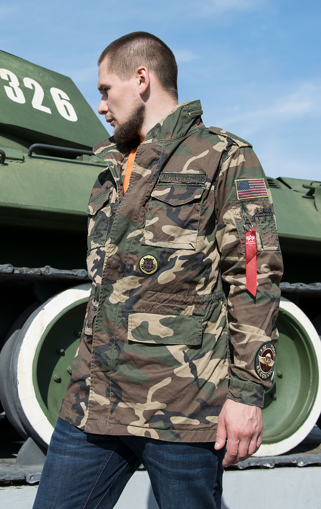 Ветровка ALPHA INDUSTRIES HUNTINGTON PATCH M-65 camo woodland 