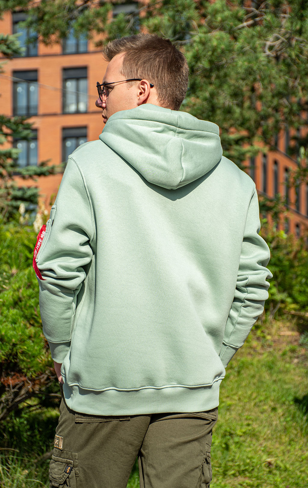 Толстовка ALPHA INDUSTRIES ALPHA LABEL HOODY dusty green 