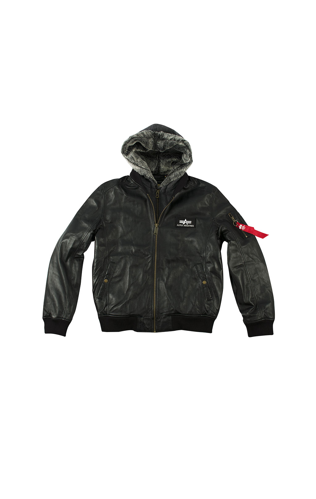 Куртка-бомбер лётная ALPHA INDUSTRIES D-Tec leather MA-1 кожа black 