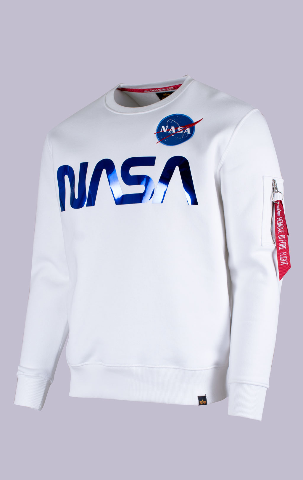 Свитшот ALPHA INDUSTRIES NASA reflective white/blue 