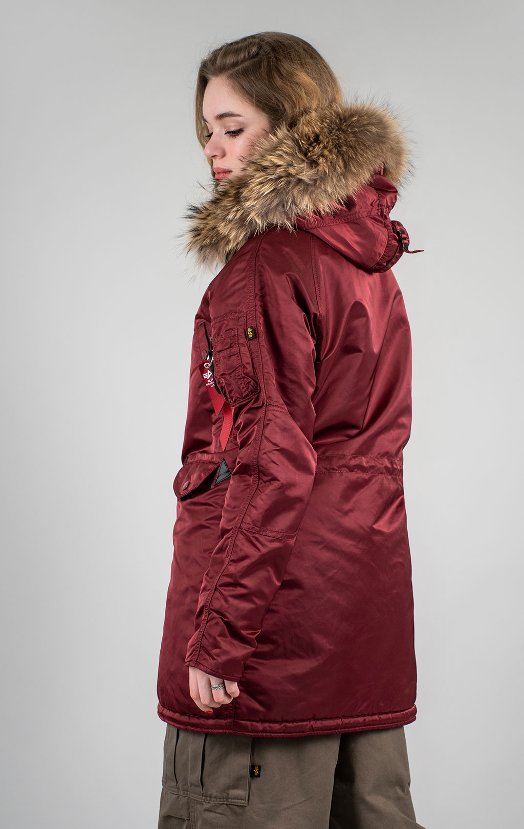 Женская аляска ALPHA INDUSTRIES VF 59 N-3B натур. мех burgundy 