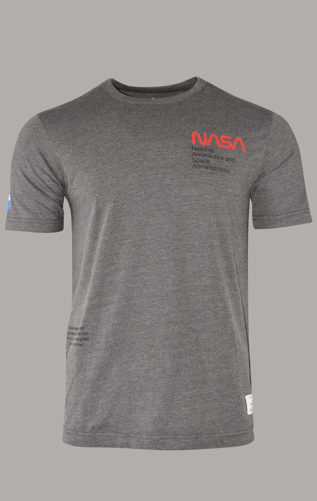 Футболка ALPHA INDUSTRIES NASA WORM LOGO TEE плотная SS 23 dark charcoal heather 